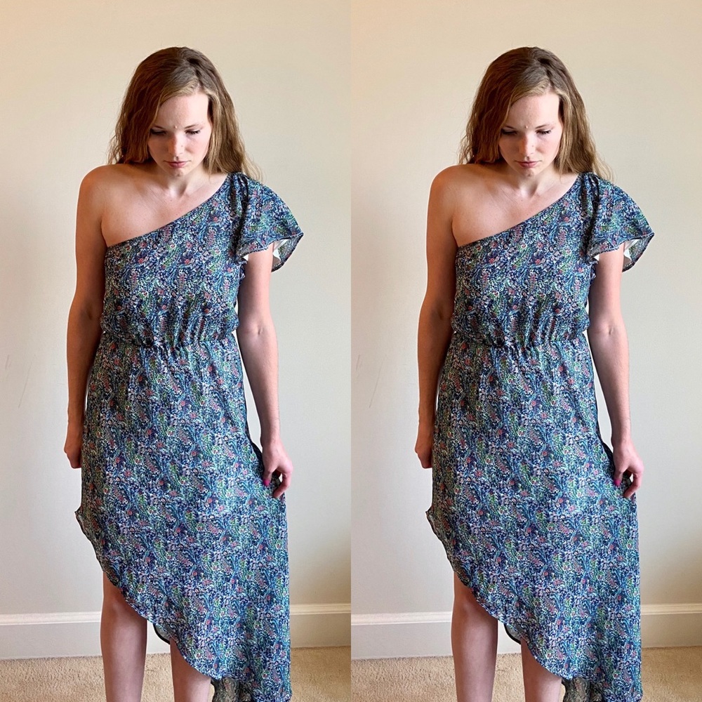 Patterson J Kincaid asymmetrical 1-shoulder dress